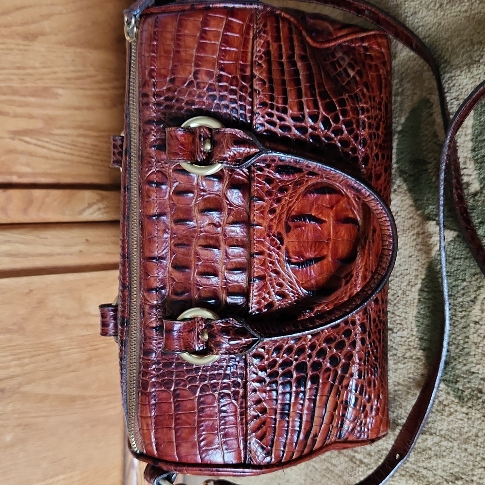 Brahmin Pecan  Croc-Embossed Shoulder Bag - Picture 9 of 16